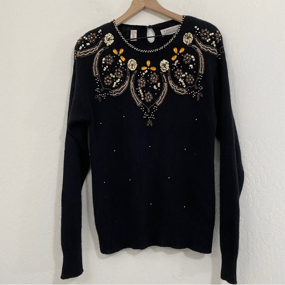 Karen Scott Women’s M Embroidered Sequin Pullover Angora Blend Sweater Dress - Picture 2 of 5